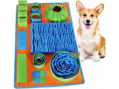 Snuffle mat for a dog to forage on while it waits